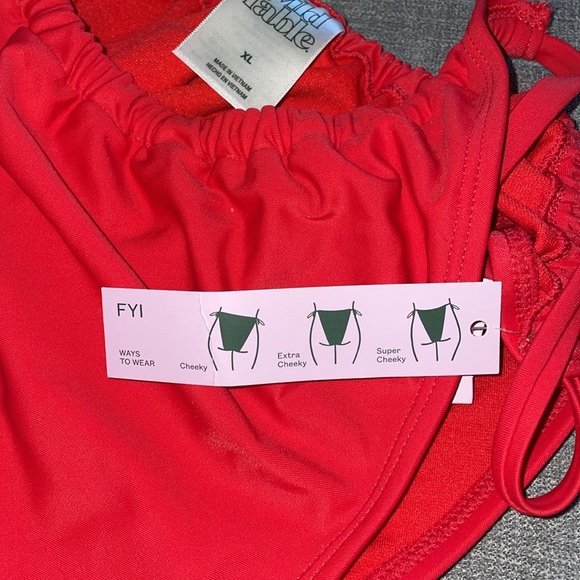 Wild Fable Side-Tie Scoop Front High Leg Adjustable Red Bikini Bottom - Picture 8 of 8